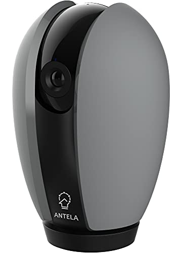 ANTELA Überwachungskamera WLAN IP Kamera Innen 1080P, WiFi Kamera mit Nachtsicht, Kompatibel mit Alexa & Google Assistant, Bewegungserkennung, SD Kartenslot, 2-Wege-Audio, Grau