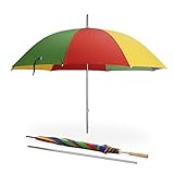 JEMIDI Sonnenschirm mit Abnehmbarer Bodenstange & Griff - 2 in 1 Sonnenschirm für Sonne und Regen - leicht tragbar für Balkon Strand Garten - Bunt