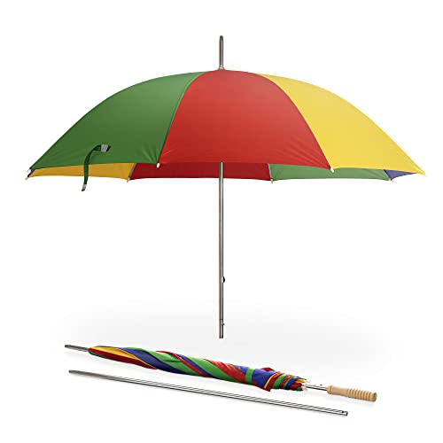 JEMIDI Sonnenschirm mit Abnehmbarer Bodenstange & Griff - 2 in 1 Sonnenschirm für Sonne und Regen - leicht tragbar für Balkon Strand Garten - Bunt
