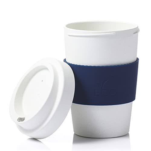 LEKOCH Kaffeebecher to go aus Plant-based PLA, 500 ML Kaffee Tee nachhaltig unterwegs , Travel Mug mit Deckel (Blau)