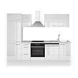 Vicco Küchenzeile Optima, Weiß Hochglanz/Weiß, 270 cm ohne Arbeitsplatte