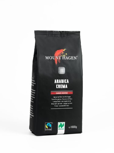 Mount Hagen Bio FT Naturland Röstkaffee Arabica Crema, 1kg ganze Bohne