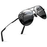 wearPro Sonnenbrille-Herren-Damen-Polarisiert Premium Metallrahmen Sonnenbrillen Unisex mit UV400 Schutz Vintage Schwarz Fahrerbrille (1-Schwarzer Rahmen/Schwarze Linsen)