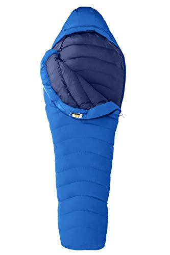 Marmot Helium Daunenschlafsack, 800er Gänse-Daunenfüllung, sehr Leichter und Warmer Schlafsack, ideal zum Wandern und Backpacking, Ceylon Blue/Arctic Navy, Normal: 183 cm