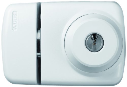 ABUS 589225 7525 W Tür-Zusatzschloss mit Innen- und Außenzylinder für Türen mit schmalen Rahmenprofilen, weiß