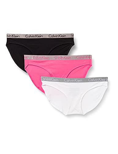 Calvin Klein Damen Bikini 3PK Unterwsche, Schwarz/Weiß/Pink Smoothie, Medium