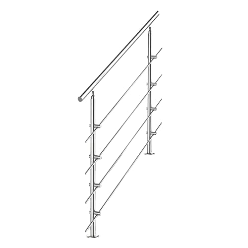 Tubiaz Edelstahl Handlauf Treppengeländer Geländer für Treppen Brüstung Balkon 120CM mit 4 Querstreben Ø 42mm für innen & außen