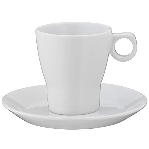 WMF Barista Cafe crema Tasse 150 ml, Kaffeetasse mit Untertasse, Kaffeeglas, Porzellan, spülmaschinengeeignet