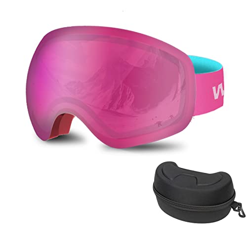 CyConncet Skibrillen für Herren Damen, Snowboardbrille, Vollflächiger Kugelspiegel, Kompatibler Helm, UV-Schutz, Brillentragefähigkeit(OTG),und Schneebrillenbox