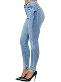 Tazzio Jeans Damen High Waist Denim Slim Skinny Fit Jeanshose Stretch Hose F107 (42, Hellblau)