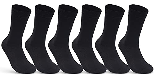 6 | 12 | 24 Paar Socken Damen & Herren Business-Socken Schwarz Baumwolle 10700 (6 Paar 43-46)