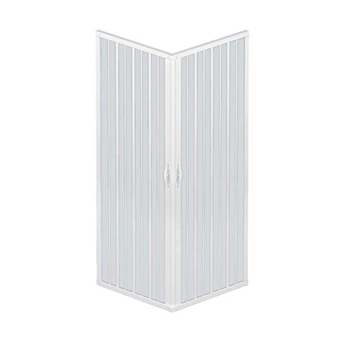 Duschkabine mit zwei Türen, Verschlusswinkel 90 °, hergestellt aus ungiftigem PVC, selbstverlöschend, durch den Schienenschnitt, Farbe Weiß.