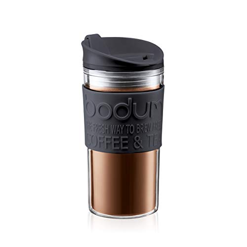 Bodum Travel Mug, Kunststoff, Schwarz/transparent, 8 cm