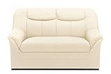 DOMO. collection Berlin Sofa | klassisches 2er Sofa | zeitlose Garnitur mit weichem Kunstleder | Maße: 143|90|89 cm (B|T|H) | Farbe: beige (weiß)