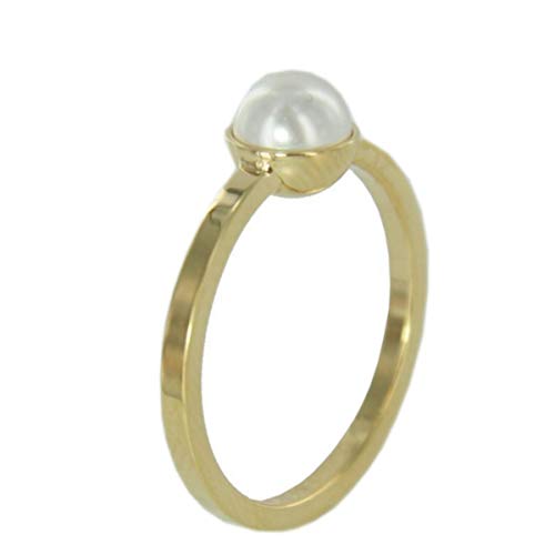 Skagen Damen Ring Gold Perle Weiss JRSG035, Größe:S6 (16.5 mm Ø)