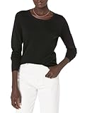 Amazon Essentials Damen Leichter, Langärmeliger Pullover Mit Rundhalsausschnitt (Erhältlich in Übergröße), Schwarz, XL