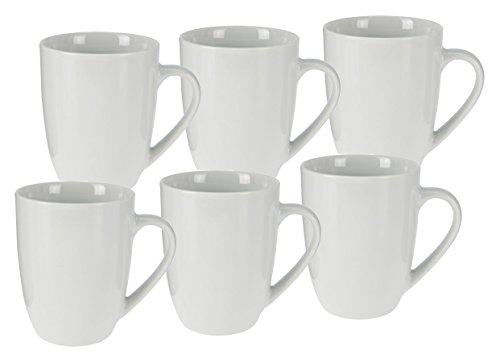 Kaffeetasse 350 ml aus Porzellan - 6er Set/weiß - Kaffeebecher Tasse Becher
