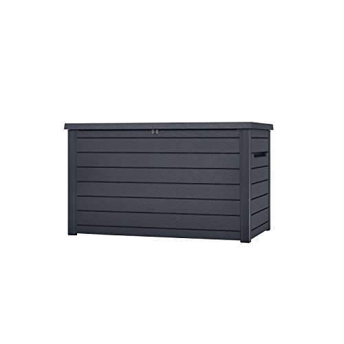 Keter Kissenbox XXL Ontario, graphit, 870l Fassungsvermögen, Außenmaße: 147 x 83 x 86 cm, Auflagenbox wasserdicht, für Outdoor geeignet