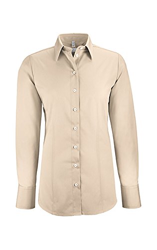 GREIFF Damen-Bluse Basic, Regular Fit, Stretch, Easy-Care, 6515, Farbe: Beige, Größe: 48