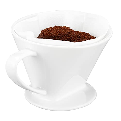 Feelino GR.4 Porzellan Permanent Kaffee Filteraufsatz, Filter, Handfilter, Kaffeefilter Dauerfilter für 2-4 Tassen, Weiß