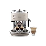 De'Longhi Icona Vintage ECOV 311.BG – Espresso Siebträgermaschine im RetroLook, Espressomaschine mit manuellem Milchaufschäumer, für Kaffeepulver oder ESE Pads, 1,4 l Wassertank, beige
