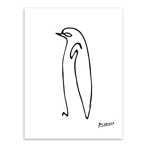 Picasso Pinguin Linie Zeichnung Poster Drucke Abstrakte Tier Leinwand Gemälde Schwarz Weiß Wandkunst Bild Für Wohnzimmer Wohnkultur 40 × 60cm Rahmenlos LKG-159-WKAQM