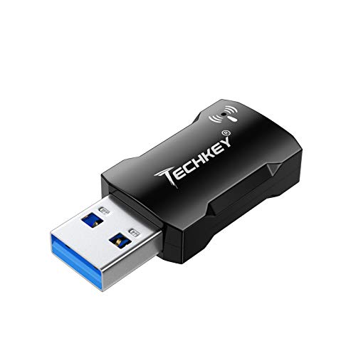 WLAN Adapter 1200 Mbit/s für PC, Techkey Mini WLAN USB Stick USB 3.0 WiFi Adapter 802.11 AC mit Dualband 2,42GHz/ 300Mbit/s, 5,8GHz/ 866Mbit/s für Windows 11/10/8/8.1/7/ Mac OS 10.9-10.15