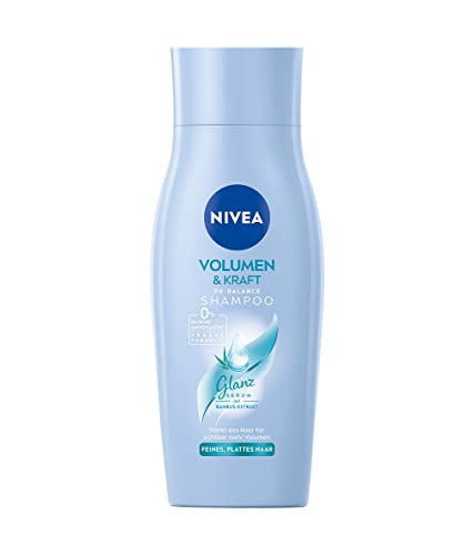 NIVEA Volumen & Kraft pH-Balance Shampoo (50 ml), Volumen Shampoo mit Bambus-Extrakt, silikonfreies und veganes Haarshampoo für sichtbares Volumen und strahlenden Glanz