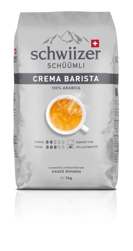 Schwiizer Schüümli Crema Barista Ganze Kaffeebohnen (1kg, Stärkegrad 2/3, Premium Arabica) 1er Pack x 1kg