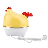 Eierkocher，Multifunktionaler elektrischer Eierkocher mit Kükenmuster Frühstückskocher Küchenwerkzeug mit der Edelstahl-Dämpfplatte Gelb 220V (15 * 16cm)