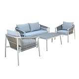 Decorspace Moderne Outdoor-Lounge 'Bora Bora' aus Aluminium mit Gartensaiten (weiß)