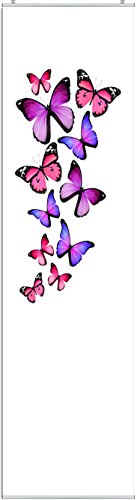Schiebegardine Schmetterlinge Digitaldruck mit Paneelwagen, Klemmleiste, Schiebevorhang mit Flauschband (Oben angenäht) 245 x 60 cm