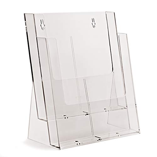 taymar Tisch-Prospektständer, DIN A4, 2 Etagen, transparent, ohne Fachteiler