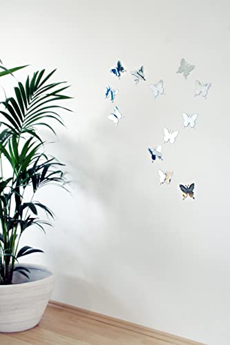 Wackadoo®24 Spiegelsticker Schmetterling selbstklebend für die Wand, Spiegel, Wanddeko, Acryl Silber, Schmetterling deko