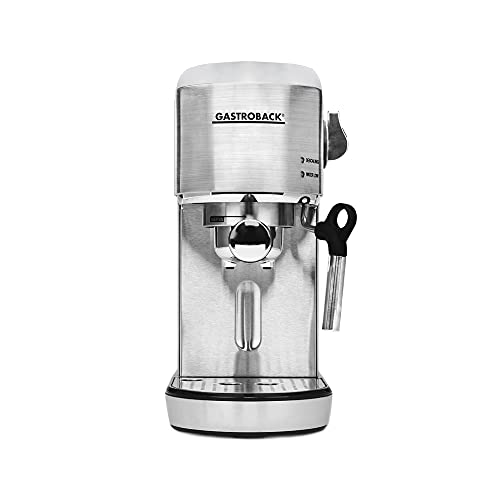 Gastroback 42716 Design Espresso Piccolo, Espressomaschine mit Milchaufschäumdüse, 19 bar Pumpendruck, schnelles Aufheizen (40 Sekunden), Edelstahl, 1.4 liters