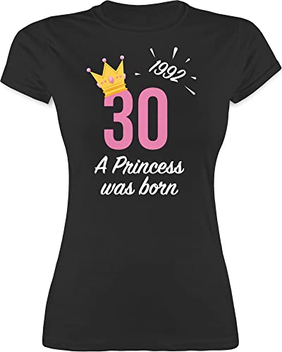 30. Geburtstag - Dreißigster Mädchen Princess 1992 - S - Schwarz - Tshirt Damen 30 Geburtstag - L191 - Tailliertes Tshirt für Damen und Frauen T-Shirt