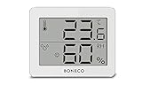BONECO Hygrostat Thermo-Hygrometer X200 – digitale Anzeige der Raumtemperatur und relativen Luftfeuchtigkeit – 0 bis 50 ˚C, plastik, Weiß
