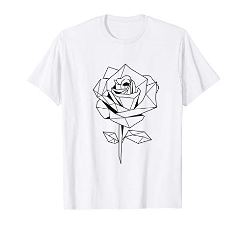Geometrische Blume Rose Tshirt Print Geometrie Mann Frau T-Shirt