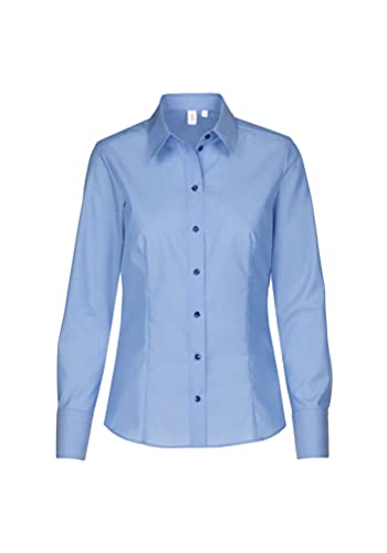 Seidensticker Damen Hemdbluse Langarm Regular Fit Uni Bügelfrei Bluse, Mittelblau, 42