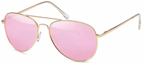 Balinco Hochwertige Pilotenbrille Sonnenbrille 70er Jahre Herren & Damen Sunglasses Fliegerbrille verspiegelt (Gold/Rosé)