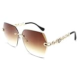 FEISEDY Klassische Randlose Sonnenbrille für Damen Diamant Schneidlinse Frauen Brille B2567