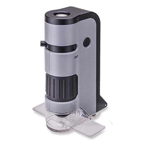 Carson MP-250 MicroFlip 100x-250x Taschenmikroskop mit Smartphone-Adapter für Fotos und Videos