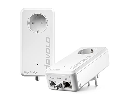Devolo Giga Bridge Telefon-Set, Glasfaserlösung, Glasfasernetzabschluss (ONT) mit dem Router verbinden, Glasfaser im Haus verlegen, Glasfaser-Kabel, weiß 07115