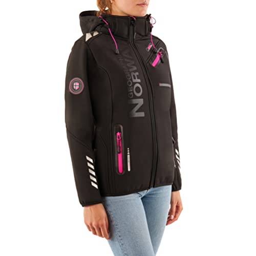 Geographical Norway Damen Softshell Funktions Outdoor Regen Jacke Sport (L, Schwarz)