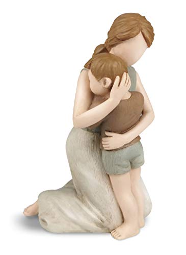 Mutter und Sohn Figuren Statuen, The Greatest Bond Mon and Child Skulpturen, geformte handbemalte Figuren mit Geschenkkarte für Jahrestag Geburtstag (mehrfarbig)