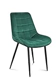 MARK ADLER Prince 3.0 Esszimmerstühle Polsterstuhl wohnzimmerstuhl Sessel mit Rückenlehne Sitzfläche aus Samt Bürostuhl mit Metallbeine bis 130 kg belastbar Grün