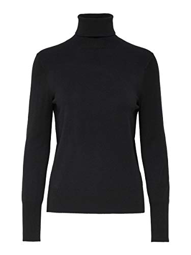 ONLY Damen ONLVENICE L/S Rollneck Pullover KNT NOOS Rollkragenpullover, Schwarz (Black Black), Medium (Herstellergröße: M)