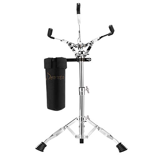 Donner Snare Ständer Höhenverstellbar 46-65cm doppelstrebig Snare Drum Stand mit Drumstick Tasche