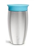 Munchkin Miracle 360°- Edelstahl-Trinkbecher für Babys und Kleinkinder, BPA-frei, auslaufsicher, spülmaschinenfest, für Kinder ab 12 Monaten, blau - 296 ml