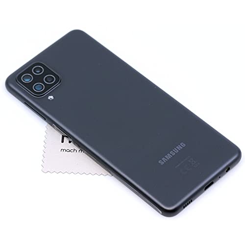Akkudeckel für Samsung Original für Samsung Galaxy A12 (A125F) Schwarz Backcover Deckel Rückwand mit mungoo Displayputztuch